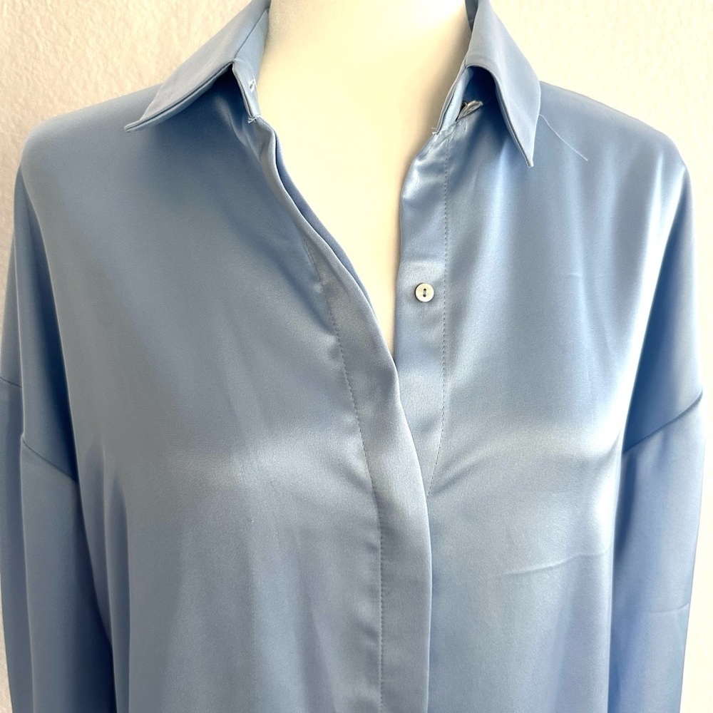 Zara Powder Blue Oversized Women's Button Down Shirt - Picture 2 of 7
